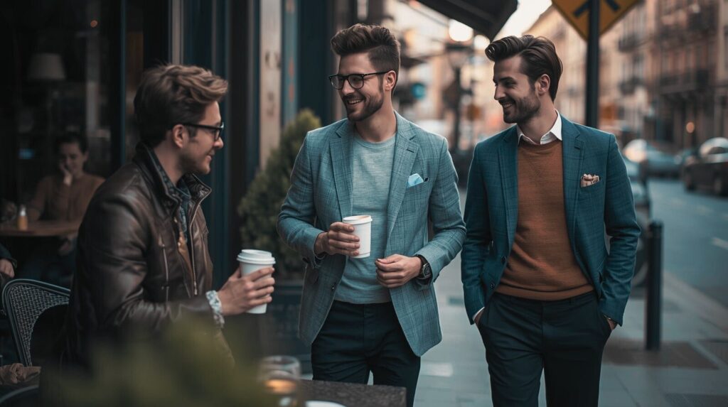 Candid shot of well dressed men's having a conversation Candid shot of well dressed men's having a conversation
