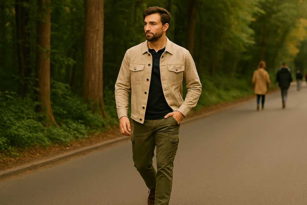 Olive cargo outfits for men Olive cargo and navy henley outfit for men