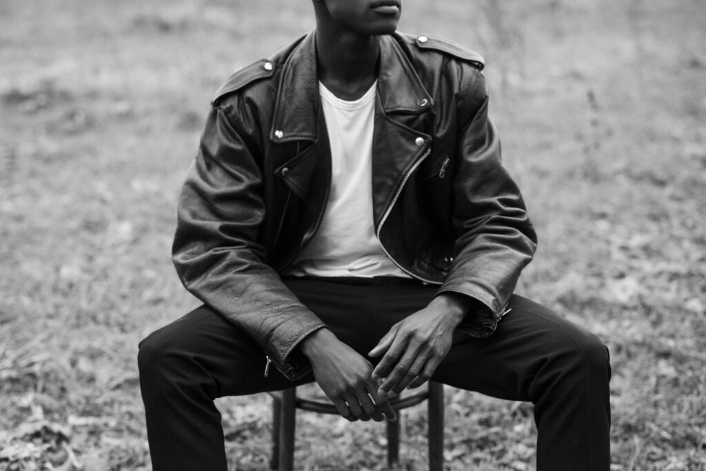 Leather Jacket Outfits Person styling in an edgy and bold Leather Jacket