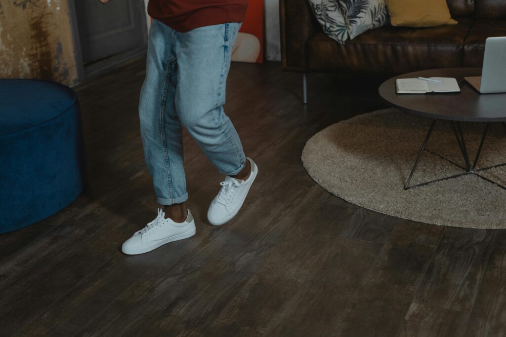 Classic White Sneaker Minimal White sneaker styled for casual outing