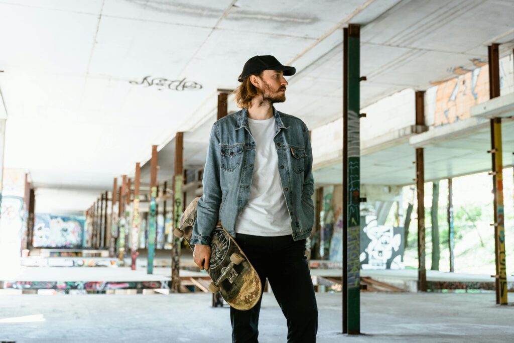 Denim Jacket Outfits Men reflecting a rugged appeal by styling a classic denim Jacket