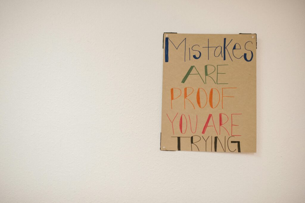 Growth mindset concept showing how learning from self-discipline mistakes leads to long-term success