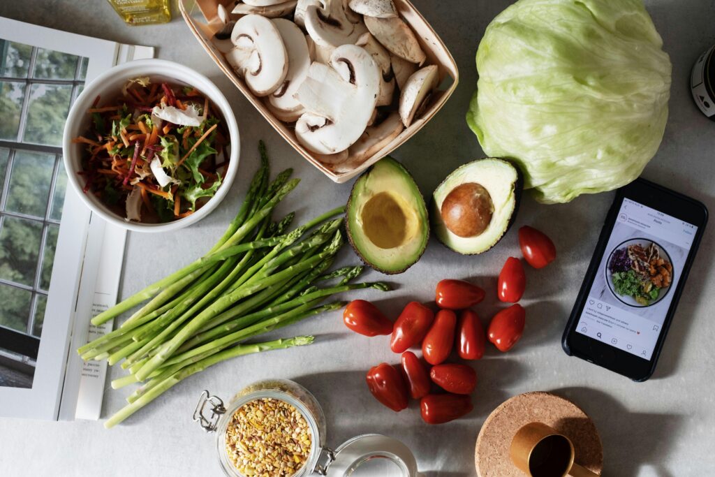 A healthy balanced meal with nutrients that support burnout recovery by reducing cortisol and restoring energy